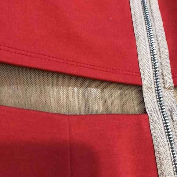 Bailey 44 NWT Red Linebacker Dress. Mesh waist - Picture 11 of 12